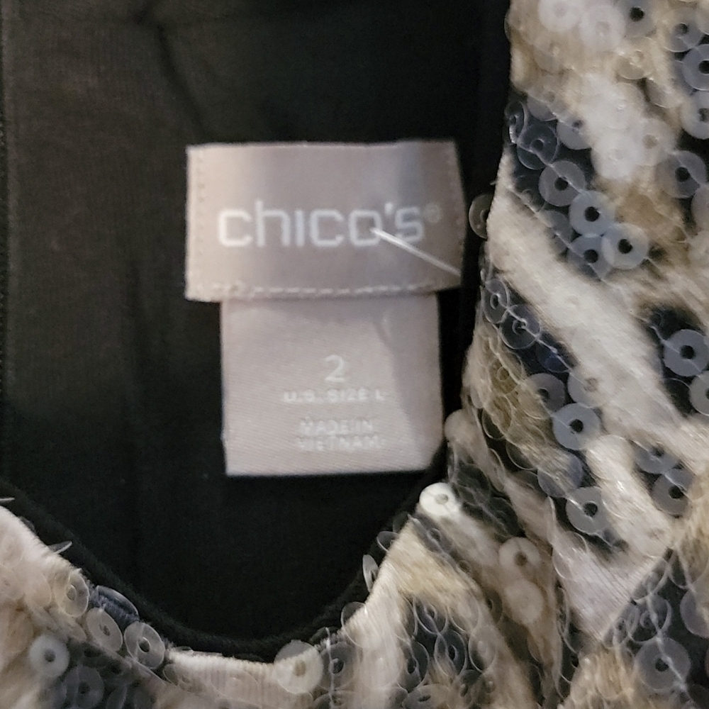 NWOT Chicos Sequin Leopard Print Top - Picture 2 of 4